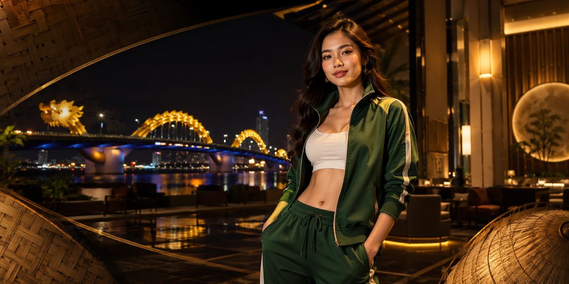 Người dùng Đà Nẵng kiểm tra ưu đãi và bonus VIP trên điện thoại với nón lá truyền thống