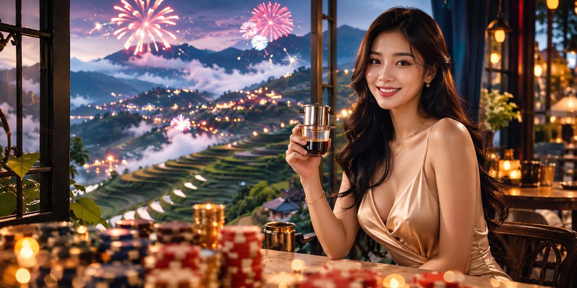 Người dùng tra kết quả xổ số tại Sapa qua điện thoại cùng ly cà phê buổi sáng